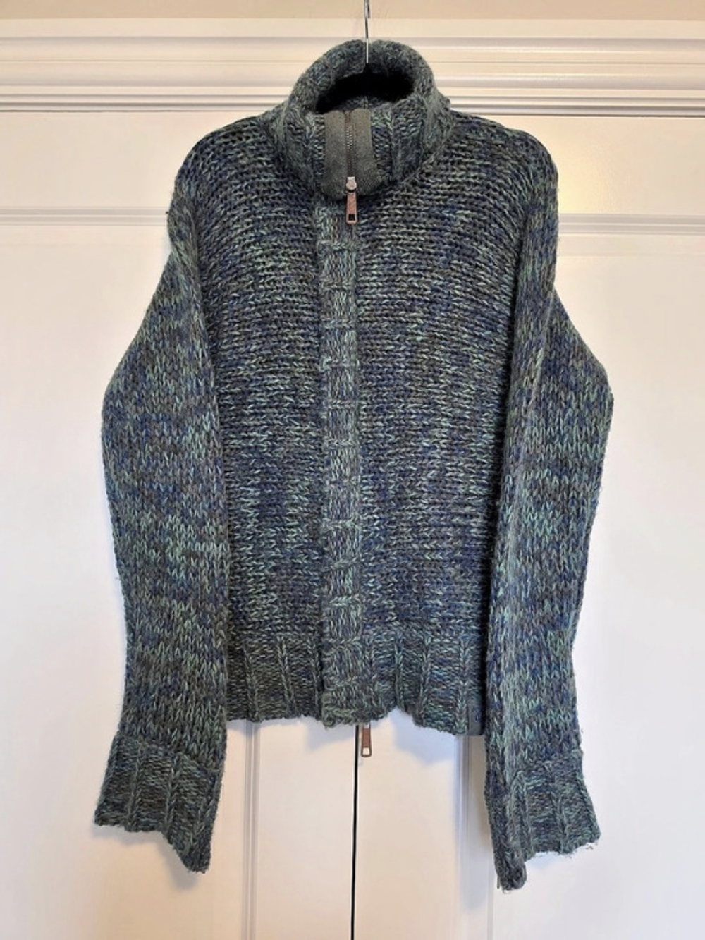 DIESEL VINTAGE Y2K MEN'S WOOL MOHAIR CHUNKY KNIT ZIP CARDIGAN L